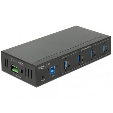 Delock HUB extern industrial cu 4 x USB 3.0 tip A, protectie 15 kV ESD, Delock 63309
