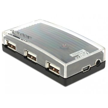 Delock Hub USB 2.0 extern 4 Port + alimentare, Delock 61393