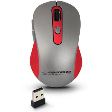 ESPERANZA Mouse optic Esperanza EM131R, Wireless, 1600 DPI, USB, Rosu / Gri
