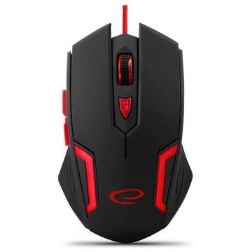 ESPERANZA Mouse optic gaming, Esperanza Fighter EGM205R, pentru dreptaci, USB-A, 2400 DPI, Negru/Rosu