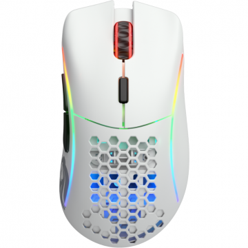 Glorious Mouse Gaming  Model D, Wireless, RGB, 19000 DPI, 69g, 6 butoane, Alb Mat