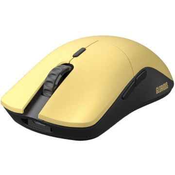 Glorious Mouse Gaming Model O Pro Wireless - Golden Panda - Forge, Ultrausor 55g, Galben mat