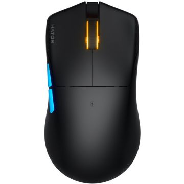 HATOR Mouse gaming wireless Hator Pulsar 3 PRO, 30K DPI, senzor Optical PixArt PAW 3950, switch HATOR Optical 100M, side switch Kailh 3M, negru