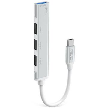 HAVIT Hub USB-C multiplu 4 in 1 HAVIT HB41, 4 USB A, Viteza transfer date 5 Gbps, Argintiu
