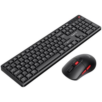 HAVIT Kit tastatura si mouse office HAVIT KB261WB, US layout, Wireless 2.4Ghz/ 5.1 Bluetooth, Negru