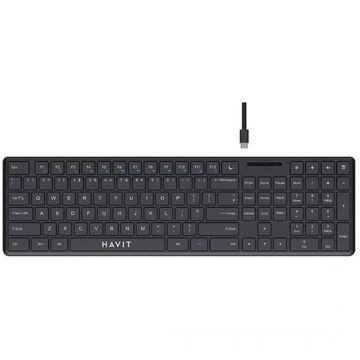 HAVIT Tastatura cu Fir HAVIT KB252, USB-C, 300mA, Cablu 1.5m, 5V, 432 x 123 x 21mm, Negru