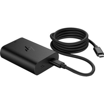 HP Adaptor alimentare incarcator laptop universal HP GaN USB-C (600Q7AA), 65W, Negru