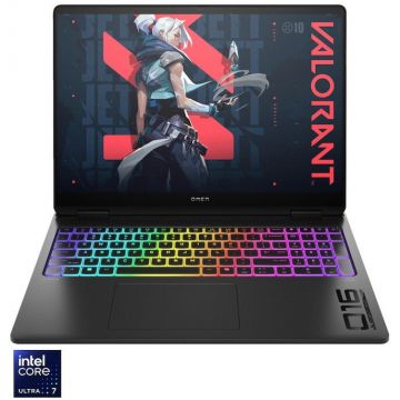 HP Laptop Gaming HP Omen 16-ah0027nn cu procesor Intel® Core™ Ultra 7 - 255HX pana la 5.2GHz, 16.0, 2K, 16GB DDR5 RAM, 1TB SSD, NVIDIA® GeForce RTX™ 5060 8GB GDDR6, Free DOS, Shadow Black