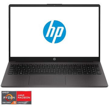 HP Laptop HP 255 G10 cu procesor AMD Ryzen™ 5 7530U pana la 4.5GHz, 15.6'' Full HD, 8GB DDR4 RAM, 256GB SSD, AMD Radeon™ Graphics, Free DOS, Dark ash silver