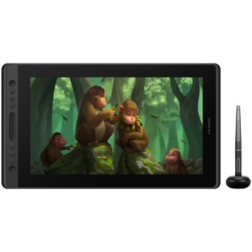 HUION Tableta grafica Huion Kamvas Pro 16, cu Display, Suport Tableta, Presiune 8192, 5080 lpi, 344.16 x 193.59 mm, USB, Negru