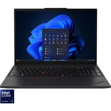 Lenovo Laptop Lenovo ThinkPad T16 Gen 4, procesor Intel® Core Ultra 5 225U pana la 4.80 GHz, 16 inch, WUXGA IPS, 16GB RAM, 512GB SSD, Intel® Graphics, Windows 11 Pro, Negru