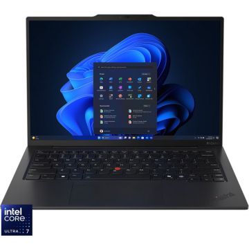 Lenovo Laptop Lenovo ThinkPad X1 Carbon Gen 13 Aura Edition, procesor Intel® Core Ultra 7 265U pana la 5.30 GHz, 14 inch, 2.8K OLED, Touch, 64GB RAM, 1TB SSD, Intel® Graphics, Windows 11 Pro, Negru