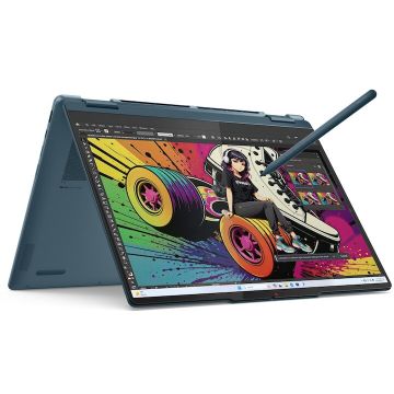 Lenovo Laptop Lenovo Yoga 7 2-in-1 14AKP10 cu procesor AMD Ryzen™ AI 5 340 pana la 4.8GHz, 14, WUXGA, OLED, Touch, 16GB LPDDR5x RAM, 512GB SSD, AMD Radeon™ 840M Graphics, Windows® 11 Home, Tidal Teal, 3y on-site Premium Care