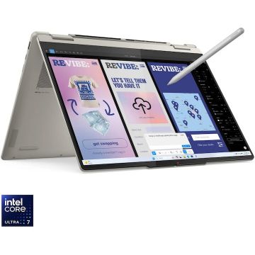 Lenovo Laptop Lenovo Yoga 7 2-in-1 14ILL10, procesor Intel® Core Ultra 7 258V, 14 inch, 2.8K, WQXGA+, OLED, 120Hz, Touch, 32GB LPDDR5x RAM, 1TB SSD, Intel® Arc™ Graphics, No OS, Seashell