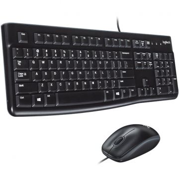 Logitech Set Tastatura +Mouse cu fir, Logitech, Limba maghiara, Negru