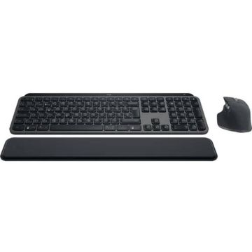Logitech Set tastatura si mouse Logitech MX Keys S Combo pentru Mac, grafit, design ergonomic, iluminare inteligenta