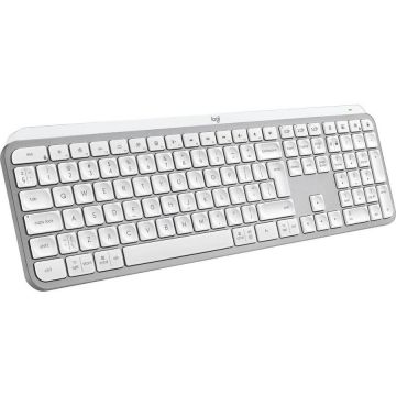 Logitech Tastatura wireless Logitech MX Keys S pentru Mac, Bluetooth, Multidevice, compatibila MacOS & iOS, US INTL layout, Pale Grey
