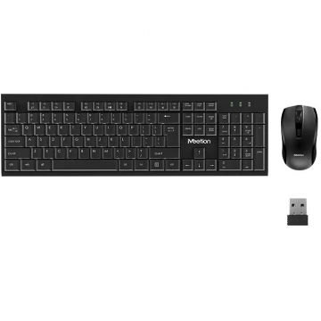 Meetion Kit Tastatura si mouse office wireless Meetion C4120Little, Baterii AA/AAA, 2.4 GHz, 1600 dpi, 433 x 133 x 23.5 mm, Negru