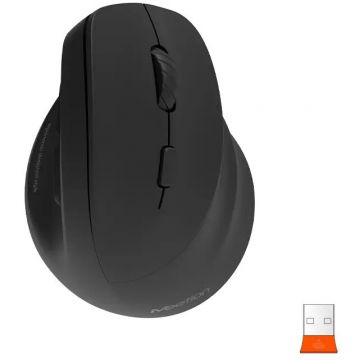 Meetion Mouse ergonomic wireless pentru dreptaci Meetion BTM010R, 2400 dpi, Negru