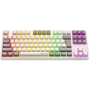 Meetion Tastatura mecanica de gaming cu fir Meetion P110, 359.3 x 140.9 x 38.4 mm, 2.4G, Bluetooth, Iluminare din spate RGB, Alb