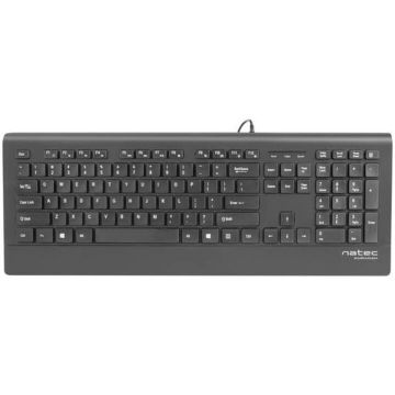 natec Tastatura cu fir, Natec Barracuda Slim, USB, 104 taste, lungime cablu 1.8 m, Negru