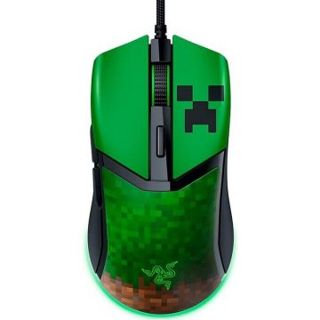 Razer Mouse Gaming Razer Cobra Minecraft Edition, cu fir, 8500 dpi, 6 butoane programabile, iluminare RGB, Verde