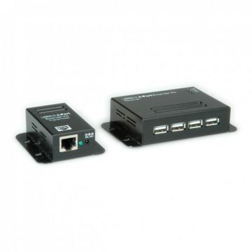 Roline Extender USB pana la 50m via RJ45 + HUB 4 porturi, Roline 12.04.1101