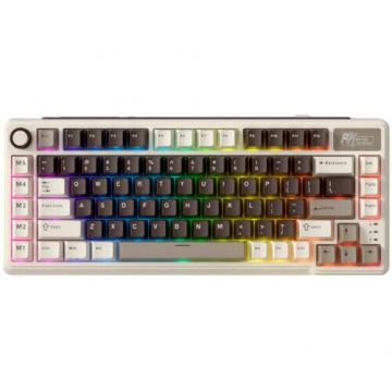 ROYAL&nbsp;KLUDGE Tastatura Gaming Royal Kludge RK-L75, Cream switch, iluminare RGB, Wired, Wireless 2.4Ghz, Bluetooth Multicolor