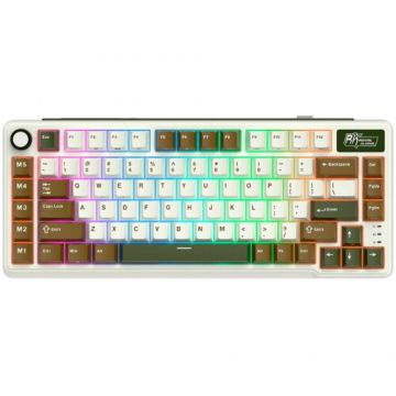 ROYAL&nbsp;KLUDGE Tastatura Gaming Royal Kludge RK-L75, Cream switch, iluminare RGB, Wired, Wireless 2.4Ghz, Bluetooth Multicolor