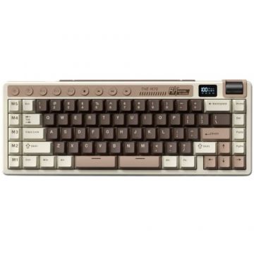 ROYAL&nbsp;KLUDGE Tastatura Gaming Royal Kludge RK M70, Beige switch, iluminare RGB, Wired, Wireless 2.4Ghz, Bluetooth Crem-Maro