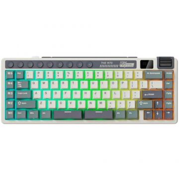 ROYAL&nbsp;KLUDGE Tastatura Gaming Royal Kludge RK-M70, Beige switch, iluminare RGB, Wired, Wireless 2.4Gzh, Bluetooth Multicolor