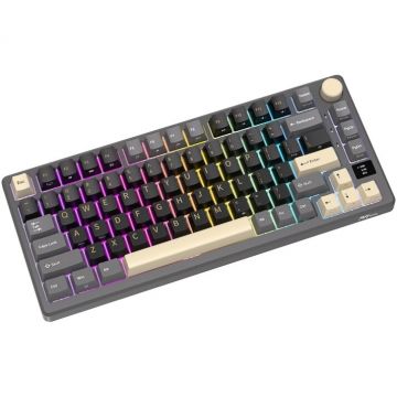 ROYAL&nbsp;KLUDGE Tastatura mecanica Royal Kludge 2,4 GHz/bluetooth/USB-C, 75%, buton inteligent OLED, RGB, switch silver, RKM75-PHANTOM