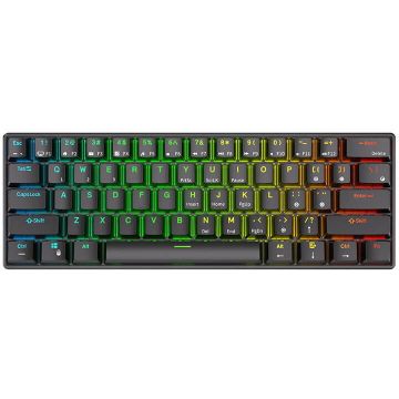 ROYAL&nbsp;KLUDGE Tastatura mecanica Royal Kludge RK61, RGB, comutator rosu, 1450 mAh, negru