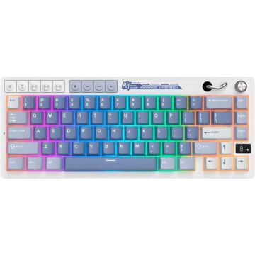 ROYAL&nbsp;KLUDGE Tastatura Royal Kludge RK-M65, Cream switch, RGB LED, USB/ USB Wireless/Bluetooth, Alb-Albastru