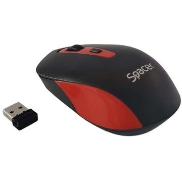 spacer Mouse Spacer SPMO-WS01-BKRD, wireless, 2.4GHz, optic, 1600 dpi, Negru-Rosu