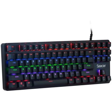 spacer Tastatura Gaming Mecanica Spacer Immortal, switch-uri mecanice albastre, 87 taste, anti-ghosting 28 taste, anti-spill, Neagra