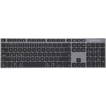 Tellur Tastatura wireless Tellur Shade, Bluetooth, USB, US Layout, Aluminiu