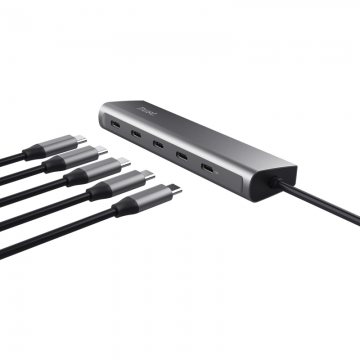 Trust Hub USB Trust Halyx TR-25136, 5 USB Type-C, 100 W, Gri
