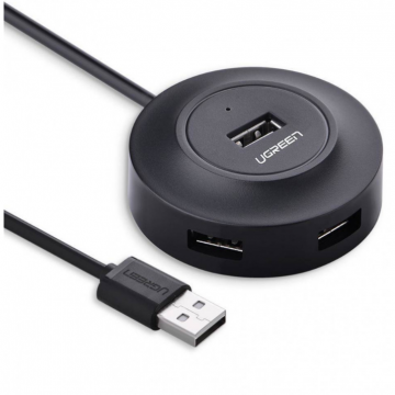 Ugreen HUB extern Ugreen, CR106 porturi USB: USB 2.0 x 4, conectare prin USB 2.0, lungime 1 m, negru, 20277
