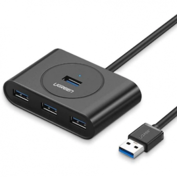 Ugreen HUB extern Ugreen, CR113 porturi USB: USB 3.0 x 4, conectare prin USB 3.0, lungime 0.5 m, negru, 20290