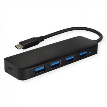 Value HUB USB 3.2 Gen 1-C la 4 x USB-A Negru, Value 14.99.5039