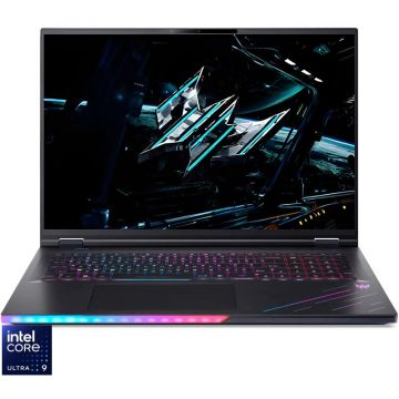Acer Laptop Acer Gaming 18'' Predator Helios 18 AI PH18-73, WQXGA Mini LED 250Hz, Procesor Intel® Core™ Ultra 9 275HX (36M Cache, up to 5.40 GHz), 192GB DDR5, 2TB + 2TB + 2TB SSD, GeForce RTX 5080 16GB, Win 11 Home, Negru