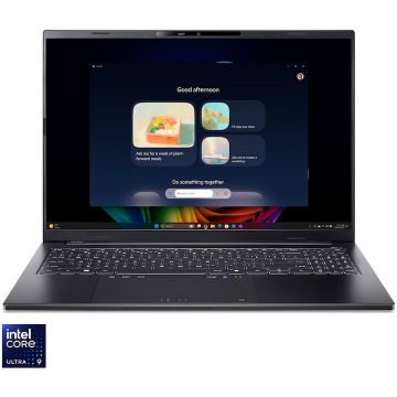 Acer Laptop Acer Swift Go 16 AI OLED, procesor Intel® Core™ Ultra 9 288V pana la 5.1 GHz, 16 inch, WUXGA+ OLED, 120Hz, 32GB LPDDR5X, 1TB SSD, Intel® Arc™ Graphics 140V, Windows 11 Home, Negru