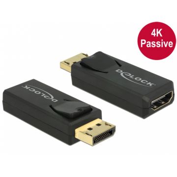 Adaptor Displayport 1.2 la HDMI T-M 4K Pasiv negru, Delock 65571