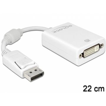 Adaptor DisplayPort la DVI 24+5 pini pasiv Alb T-M, Delock 61765