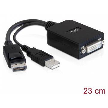 Adaptor Displayport la DVI-D Single Link 24+5 T-M activ, Delock 61855