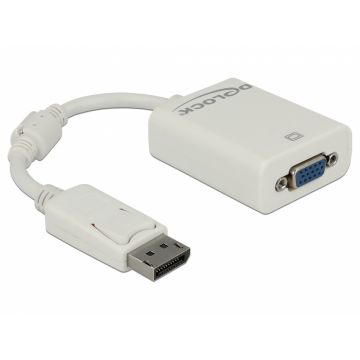 Adaptor DisplayPort la VGA 15 pini T-M alb, Delock 61766