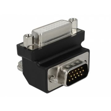 Adaptor DVI 24+5 pini la VGA 15 pini M-T 90 grade, Delock 65425