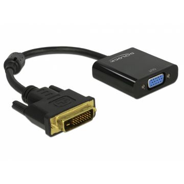 Adaptor DVI-D Dual Link 24+1 pini la VGA T-M Negru, Delock 65658