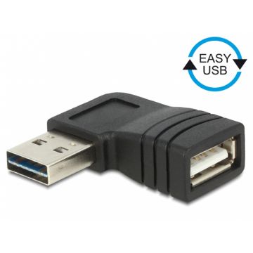 Adaptor EASY-USB 2.0-A T-M unghi stanga/dreapta, Delock 65522